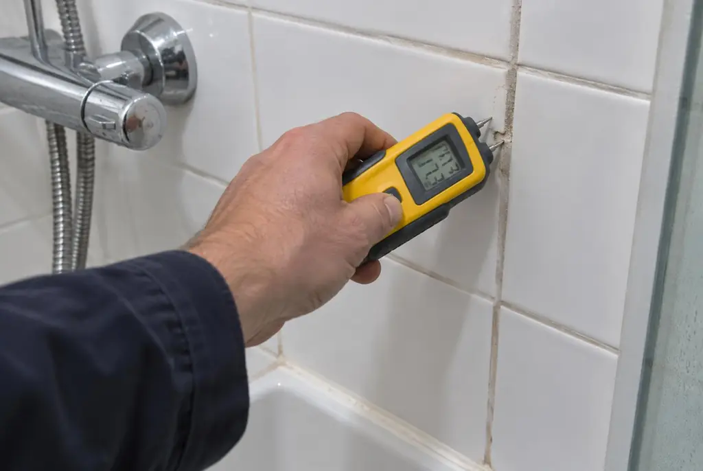 Lekdetectie Leiden – vochtmeter op badkamertegels bij de douche