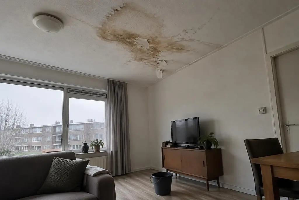 Lekdetectie Leiden – vochtplek op het plafond onder een badkamer
